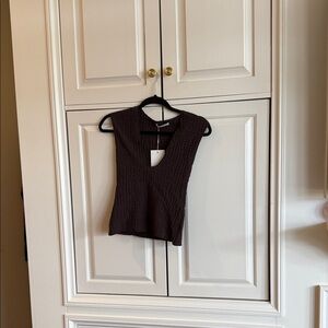 Zara Dark Brown Textured Tank Top
